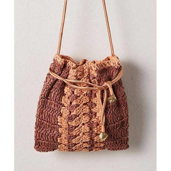 NEW Free People heatwave crossbody woven raffia mini bag in Tan Lines - Picture 6 of 12